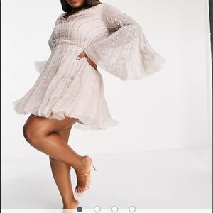 ASOS DESIGN Curve skater embellished mini with flared sleeve